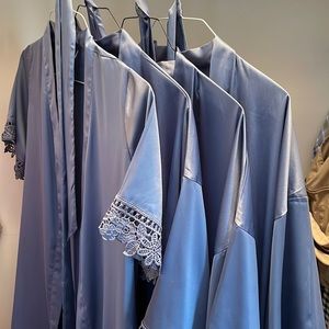 A W Bridal Bridesmaids Robes Beautiful Blue Satin Robes Brand New!